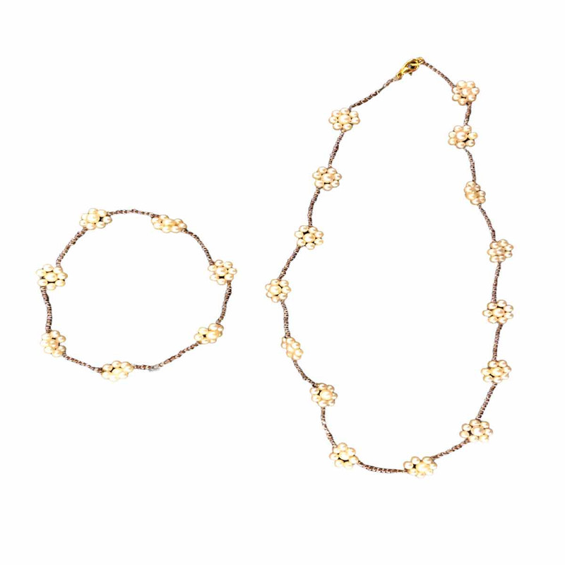 نیم ست دخترانه مدل ملیله منجوق گل کد 35665