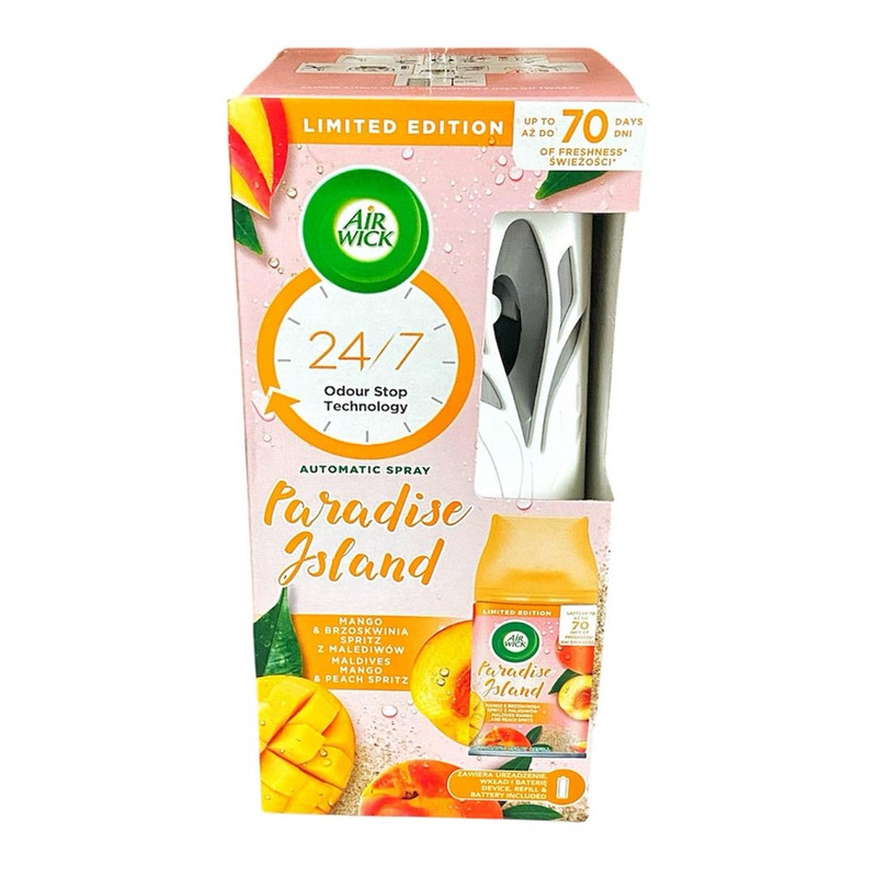 دستگاه خوشبو کننده هوا ایرویک مدل تایمر دار حجم 250 میلی لیتر به همراه اسپری Mango & Peach Spritz