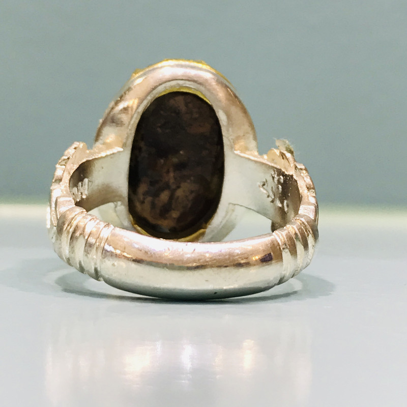 انگشتر نقره مردانه مدل شبکه فیروزه نیشابوری