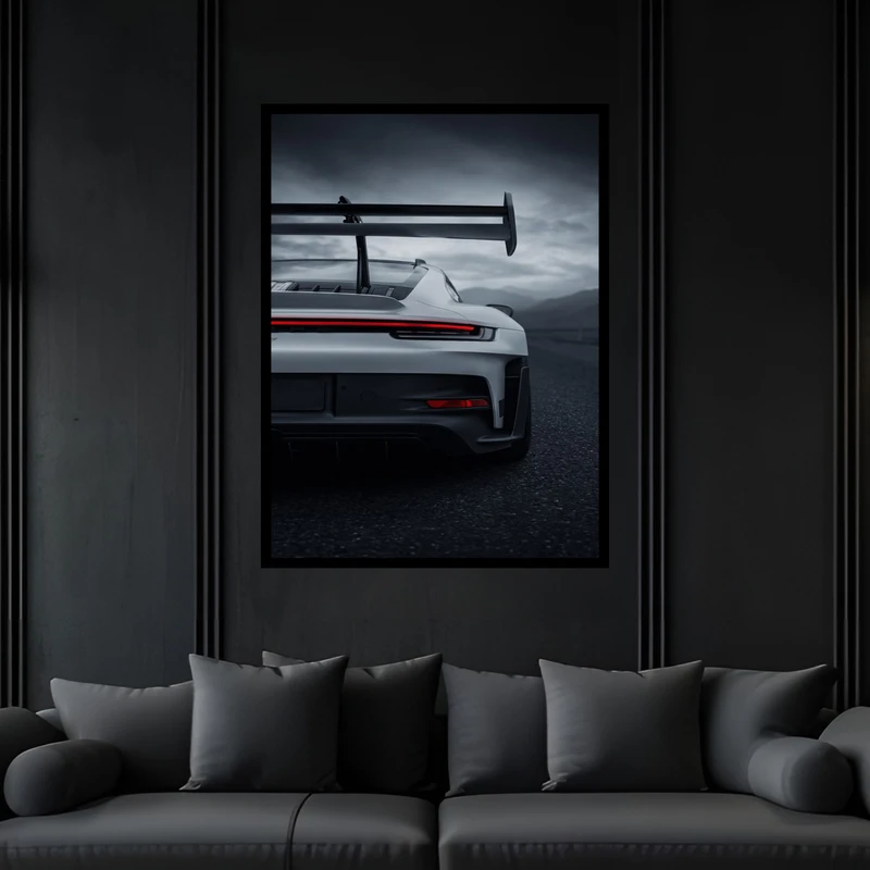 تابلو بکلیت طرح دکوری و دکوراتیو ماشین و خودرو پورشه مدل B-bu5944 فریم مشکی