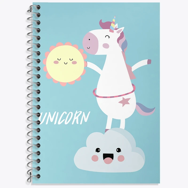 دفتر زبان 50 برگ خندالو مدل سه خط طرح اسب تک شاخ کد N804