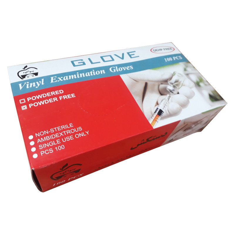 دستکش وینیل مدل 01 سایز متوسط بسته 100 عددی