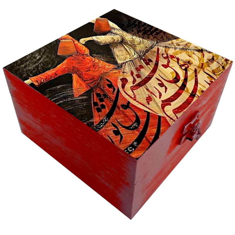 جعبه هدیه چوبی مدل هنری طرح سماع کد SB52