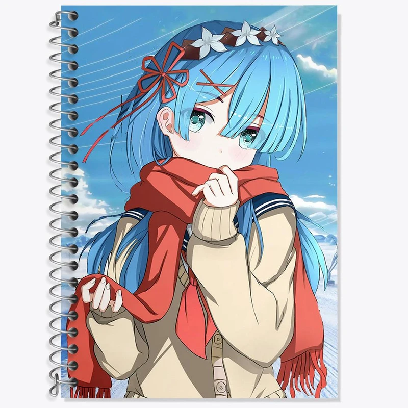 دفتر زبان 50 برگ خندالو مدل سه خط طرح رم انیمه ری زیرو ReZero کد 12834