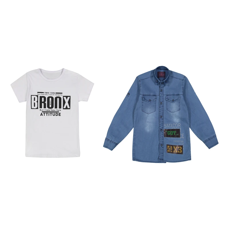 ست تی شرت و پیراهن پسرانه مدل G5