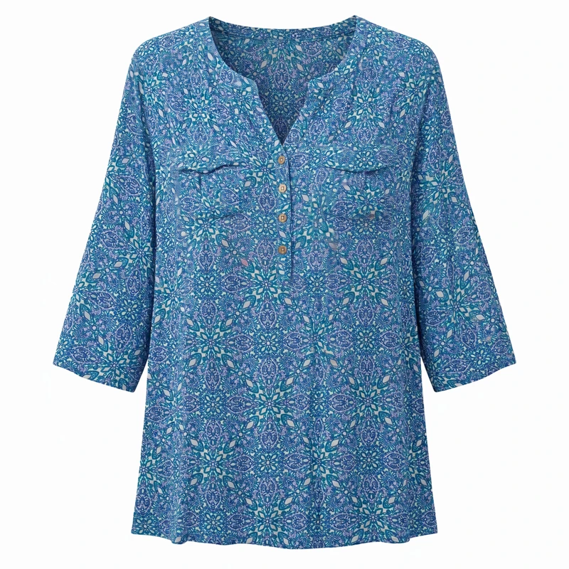 بلوز آستین سه ربع یقه هفت زنانه مدل 1036