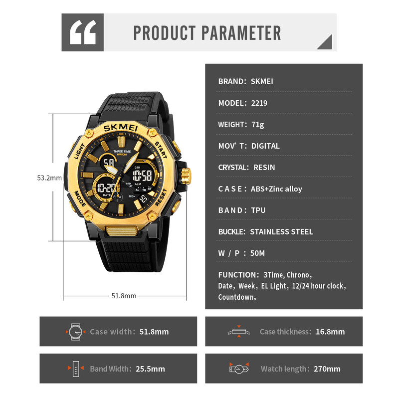 ساعت مچی عقربه‌ای مردانه کوارتز اسکمی مدل 2219 GD