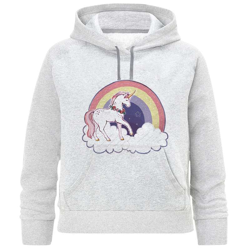 هودی دخترانه مدل رنگین کمان وتکشاخ D149