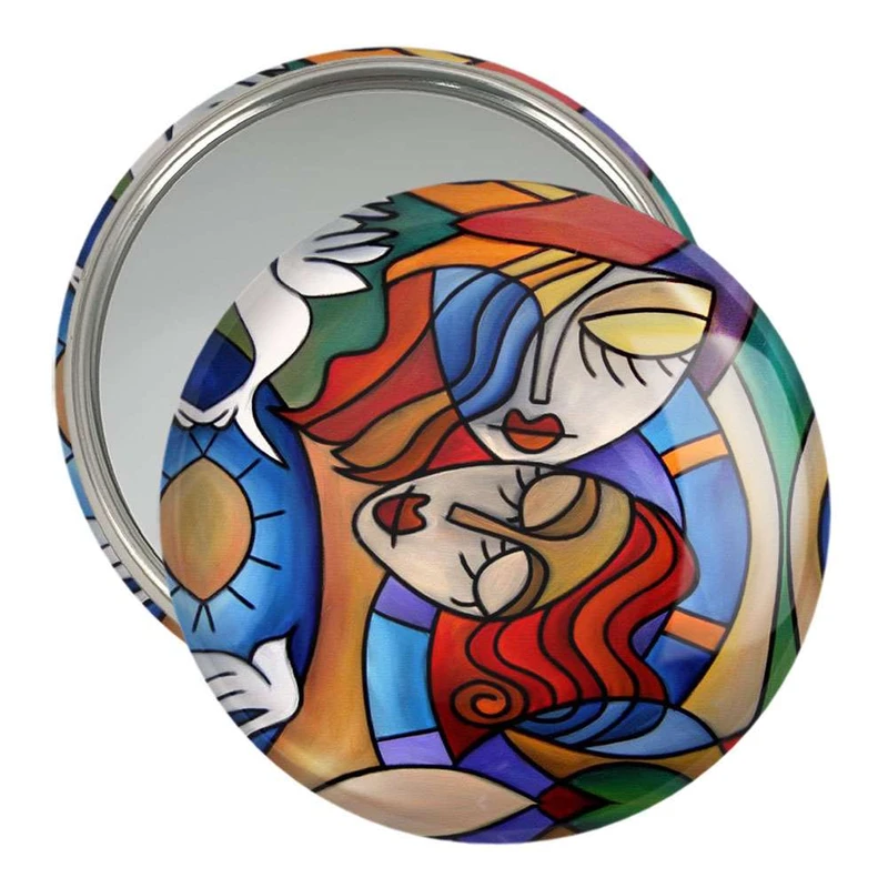 آینه جیبی خندالو مدل نقاشی انتزاعی  کد 5307