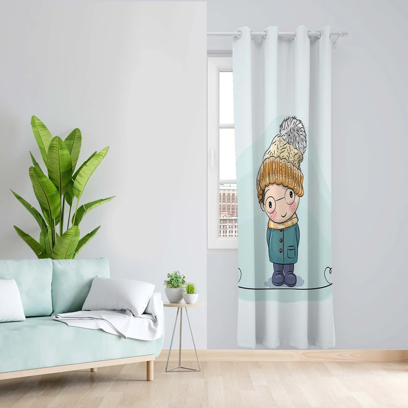 پرده طرح کودک مدل مخمل پانچی کد 5196R z سایز 140x200 سانتی متر