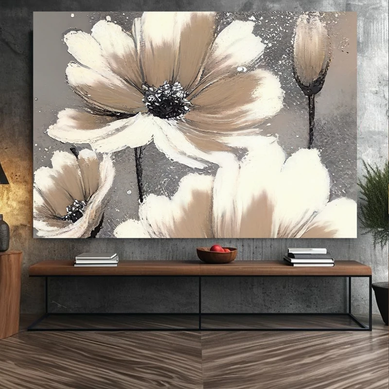 پوستر پارچه ای طرح مخمل نقاشی مدل گل ساده کد BK24828