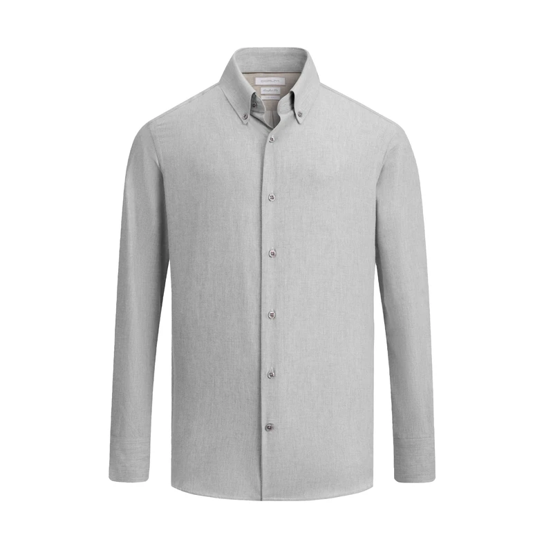 پیراهن آستین بلند یقه برگردان مردانه کروم مدل یقه دکمه دار 2520106