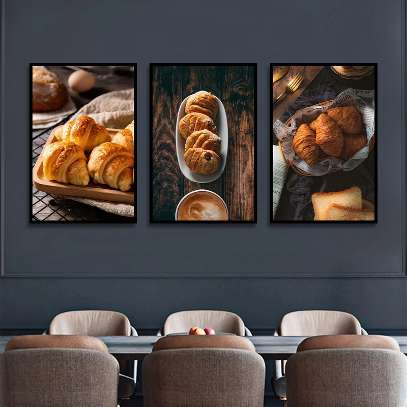 تابلو بکلیت طرح شیرینی و کروسان شکلاتی مدل B-1806 مجموعه 3 عددی