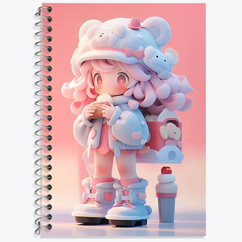 دفتر زبان 50 برگ خندالو مدل سه خط طرح دخترانه کیوت کد N4416