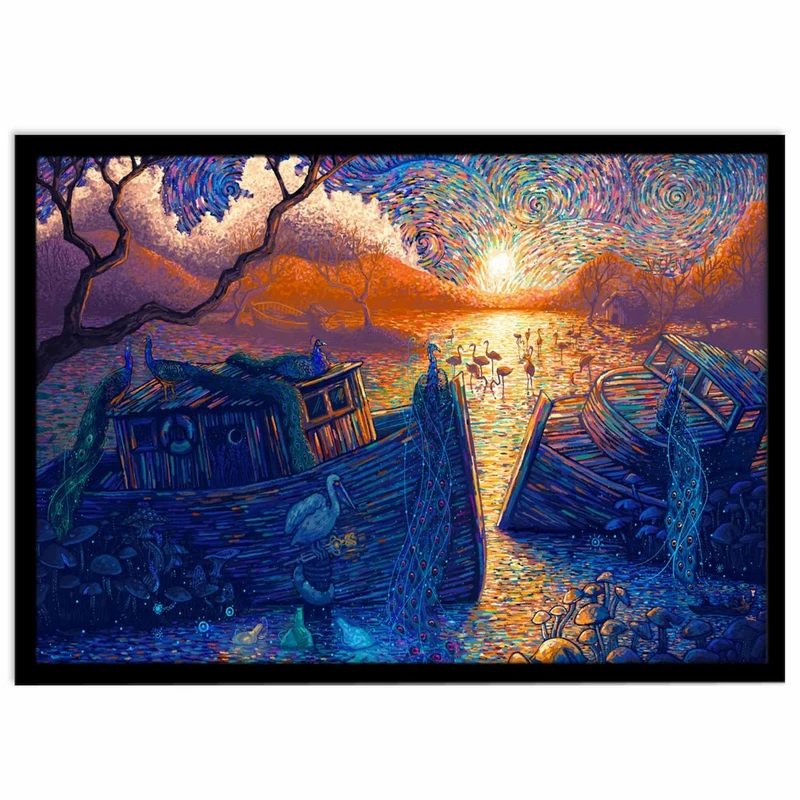 تابلو نوری بکلیت طرح منظره غروب آفتاب مدل B-15497