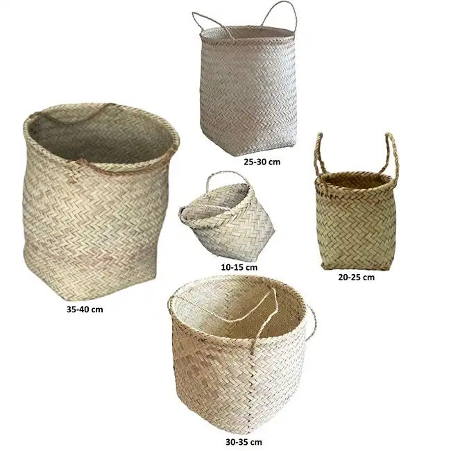 سبد حصیری مدل استوانه کد T28 بسته 5 عددی