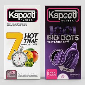 کاندوم خاردار کاپوت مدل BIGDOTS بسته 10 عددی به همراه کاندوم تاخیری کاپوت مدل 7HOT TIME بسته 12 عددی
