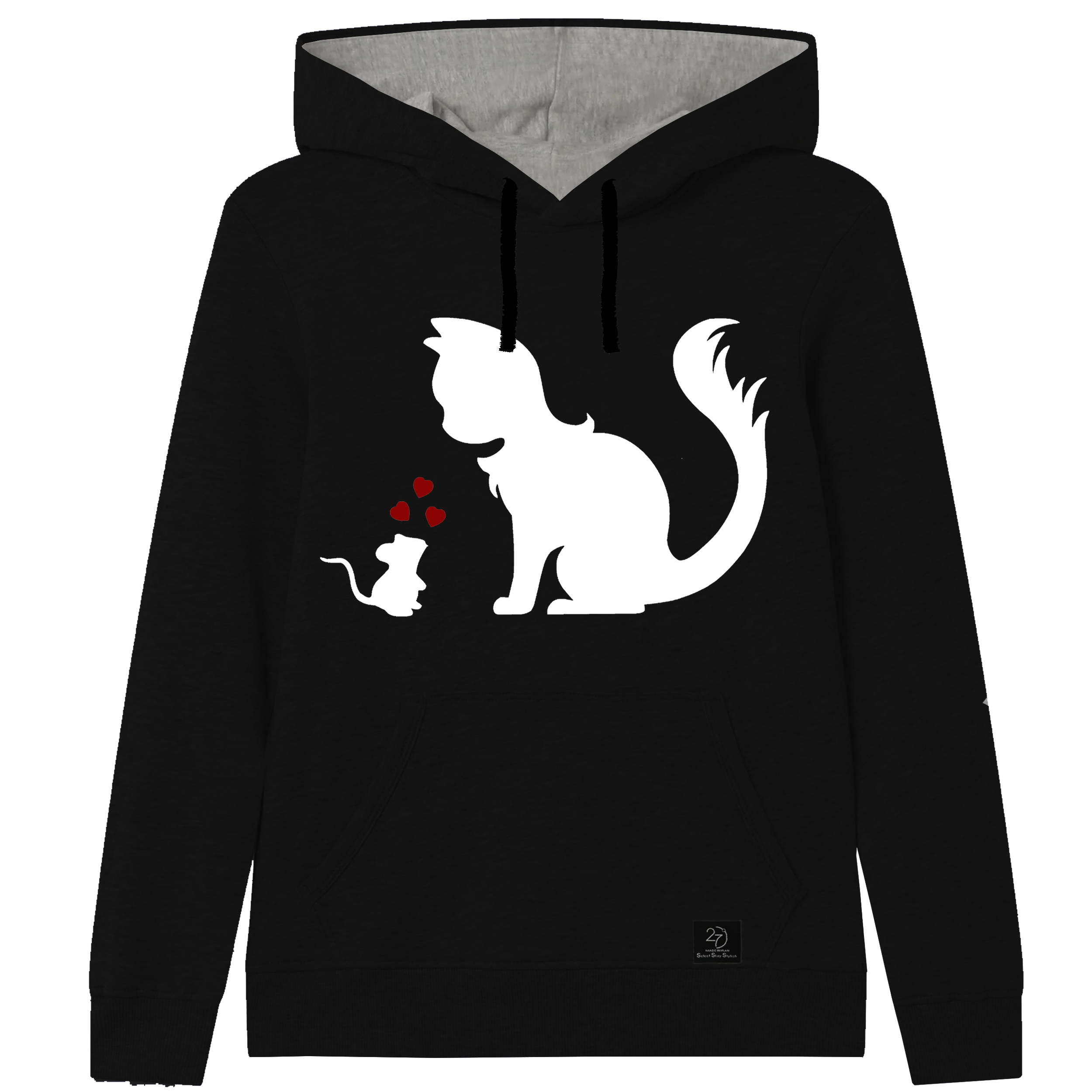 هودی دخترانه 27 مدل گربه کد V08 رنگ مشکی