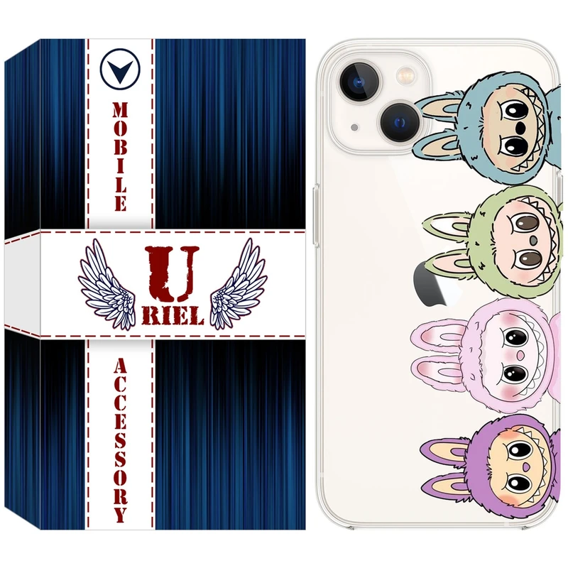 کاور یوریل مدل Clear کد 101 طرح لبوبو Labubu مناسب برای گوشی موبایل اپل iPhone 13 mini