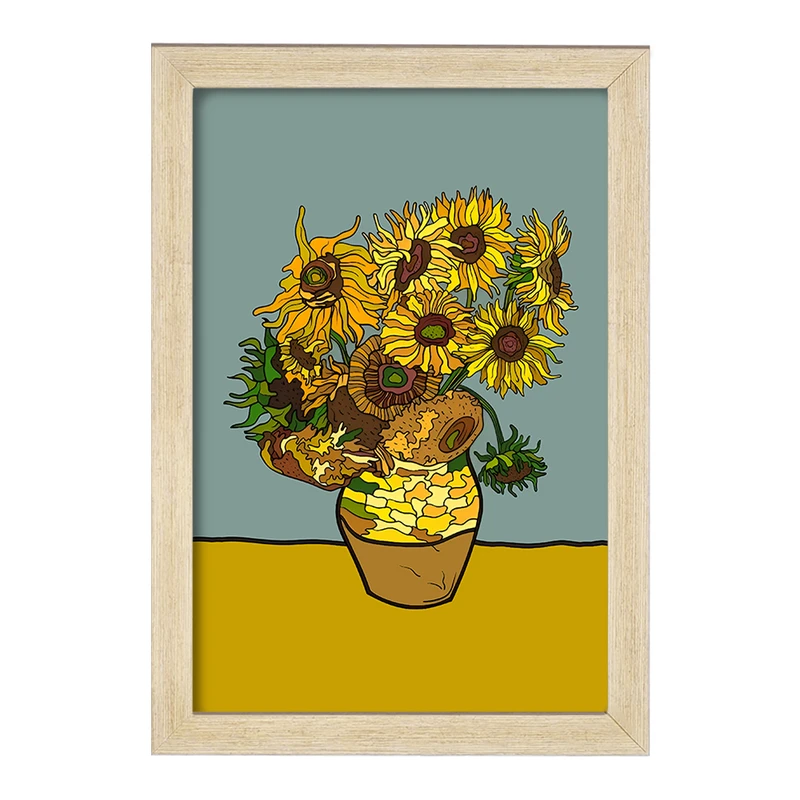 تابلو خندالو مدل گلدان آفتابگردان ونسان ونگوگ کد F12839