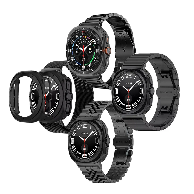 بند ساعت آکوآرا مدل Stahl Set مناسب برای ساعت هوشمند سامسونگ Galaxy Watch 7 Ultra 47mm به همراه کاور مجموعه 5 عددی