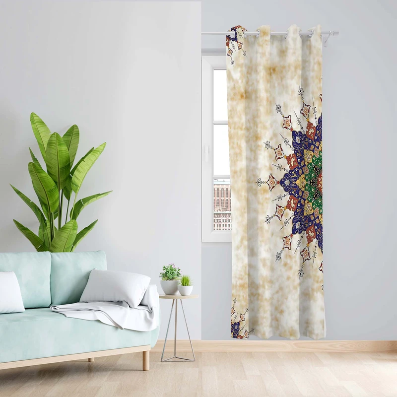 پرده طرح سنتی مدل مخمل پانچی کد 5238L z سایز 140x200 سانتی متر