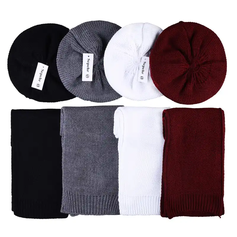 ست کلاه و شال گردن بافتنی طرح فرانسوی مدل سپهر 8099