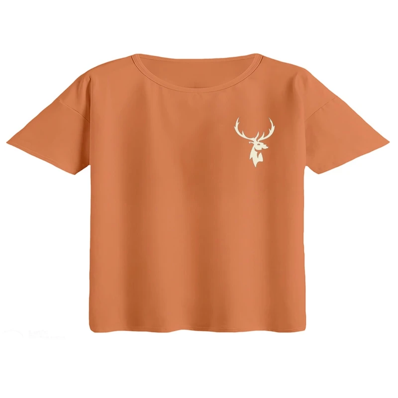 کراپ تی‌شرت آستین کوتاه زنانه مدل گوزن