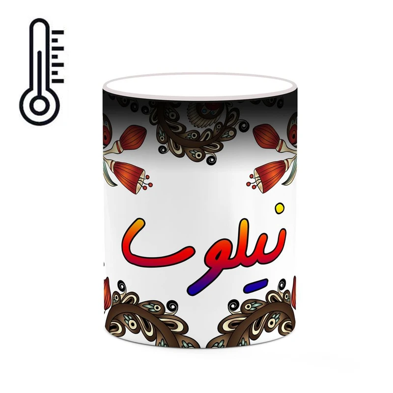 ماگ حرارتی کاکتی مدل اسم نیلوسا طرح سنتی گل و بته کد mgh48186