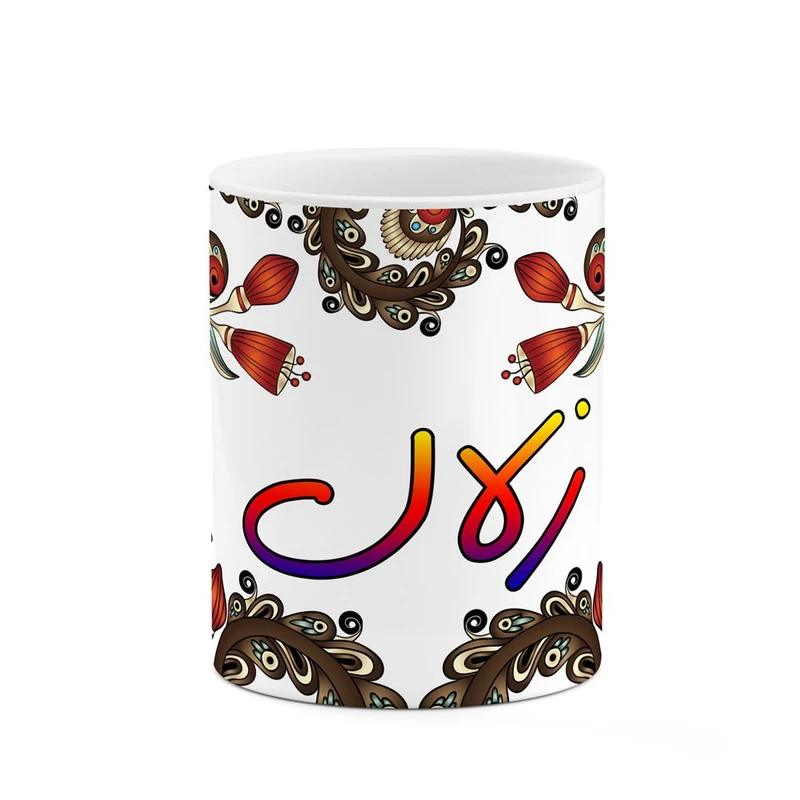 ماگ کاکتی مدل اسم زلال طرح سنتی گل و بته کد mgh45401