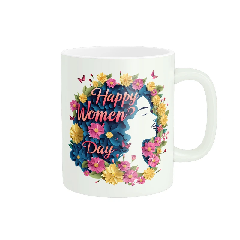 ماگ پادآفرین مدل روز زن مبارک طرح گل کد PM812