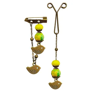 ست گیره روسری و سنجاق سینه زنانه مدل پرنده