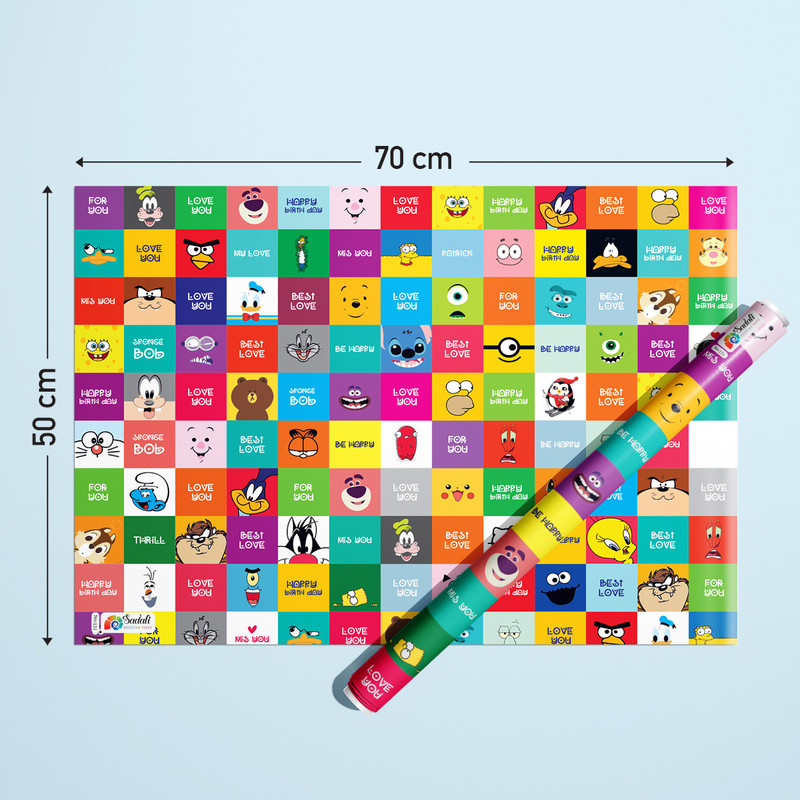 کاغذ کادو صدفی طرح کارتون بسته 2 عددی