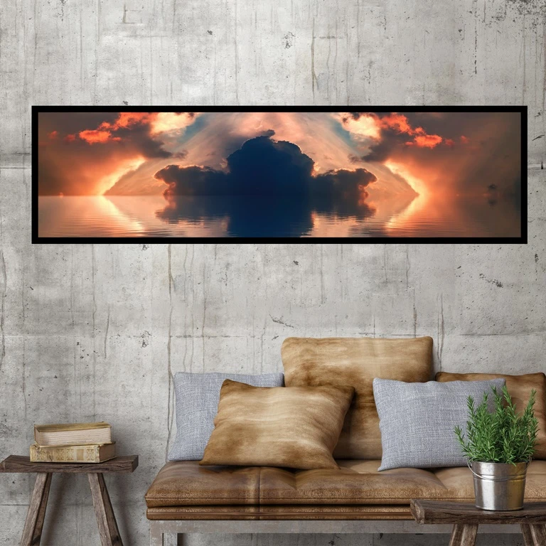 تابلو بکلیت طرح منظره غروب و آسمان مدل کشیده B-7622