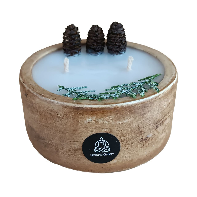 شمع لیوانی مدل بتنی قهوه طرح چوب 088