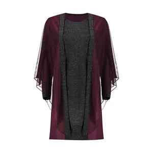   ست پیراهن و رویه زنانه کد 115 رنگ بادمجانی