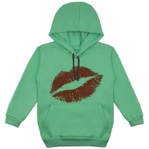 هودی دخترانه مدل لب F43 رنگ سبز