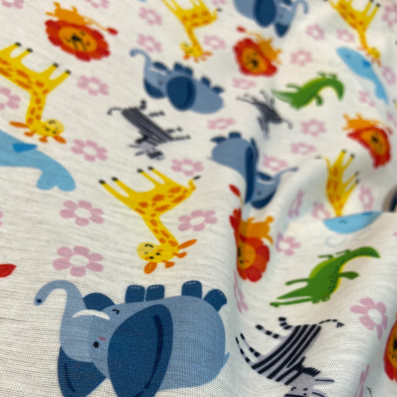 پارچه لباس طرح حیوانات فیل و شیر مدل fil shir