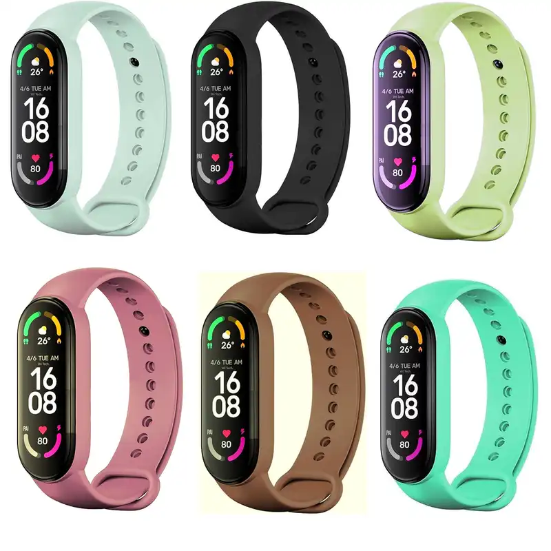بند مدل RAINBOW کد 02 مناسب برای مچ بند هوشمند شیائومی Mi Band 5 مجموعه 6 عددی