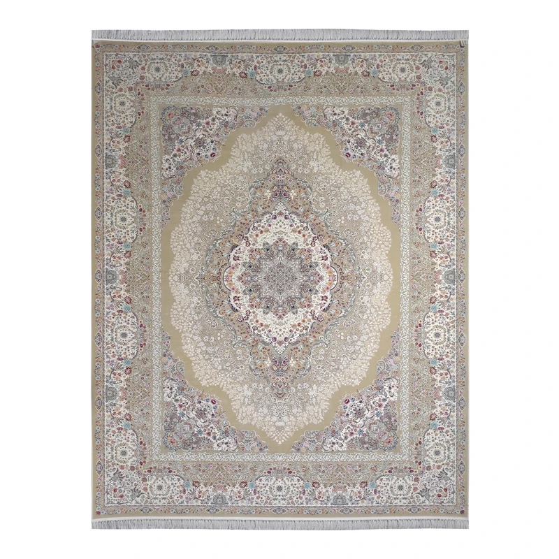 فرش ماشینی مشهد کد 813002 زمینه بژ