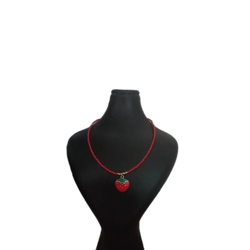 گردنبند دست ساز زنانه مدل توت فرنگی