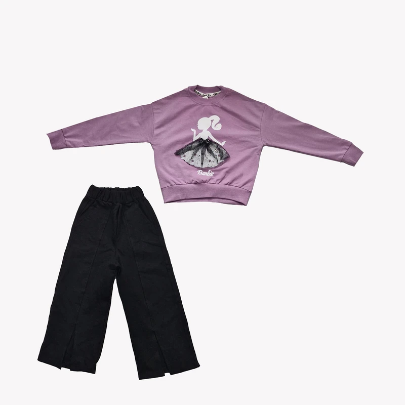 ست سویشرت آستین بلند و شلوار راحتی دخترانه مدل بالرین