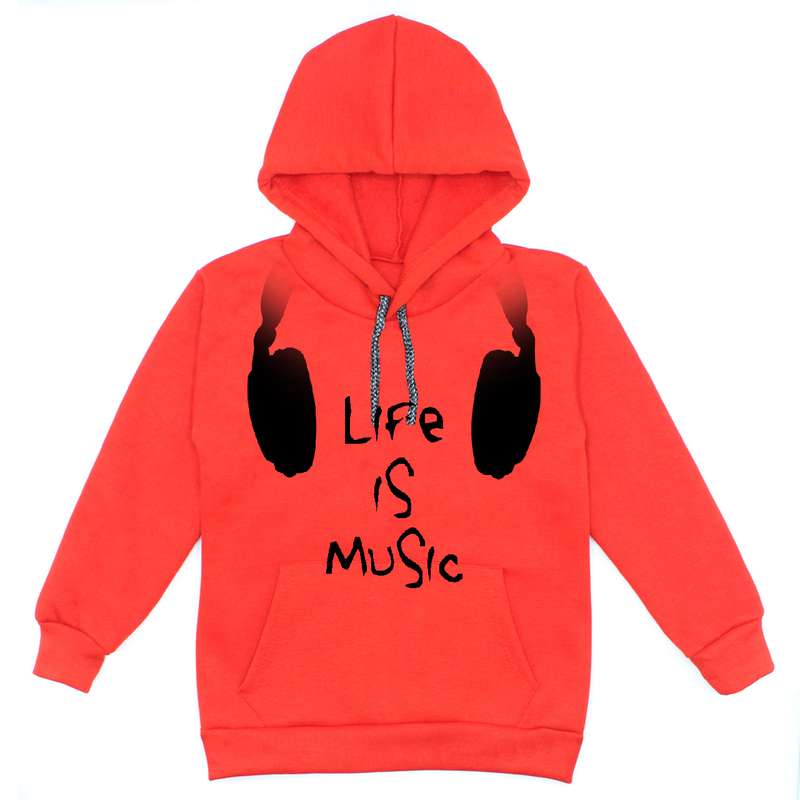 هودی پسرانه مدل هدفون W39 رنگ قرمز