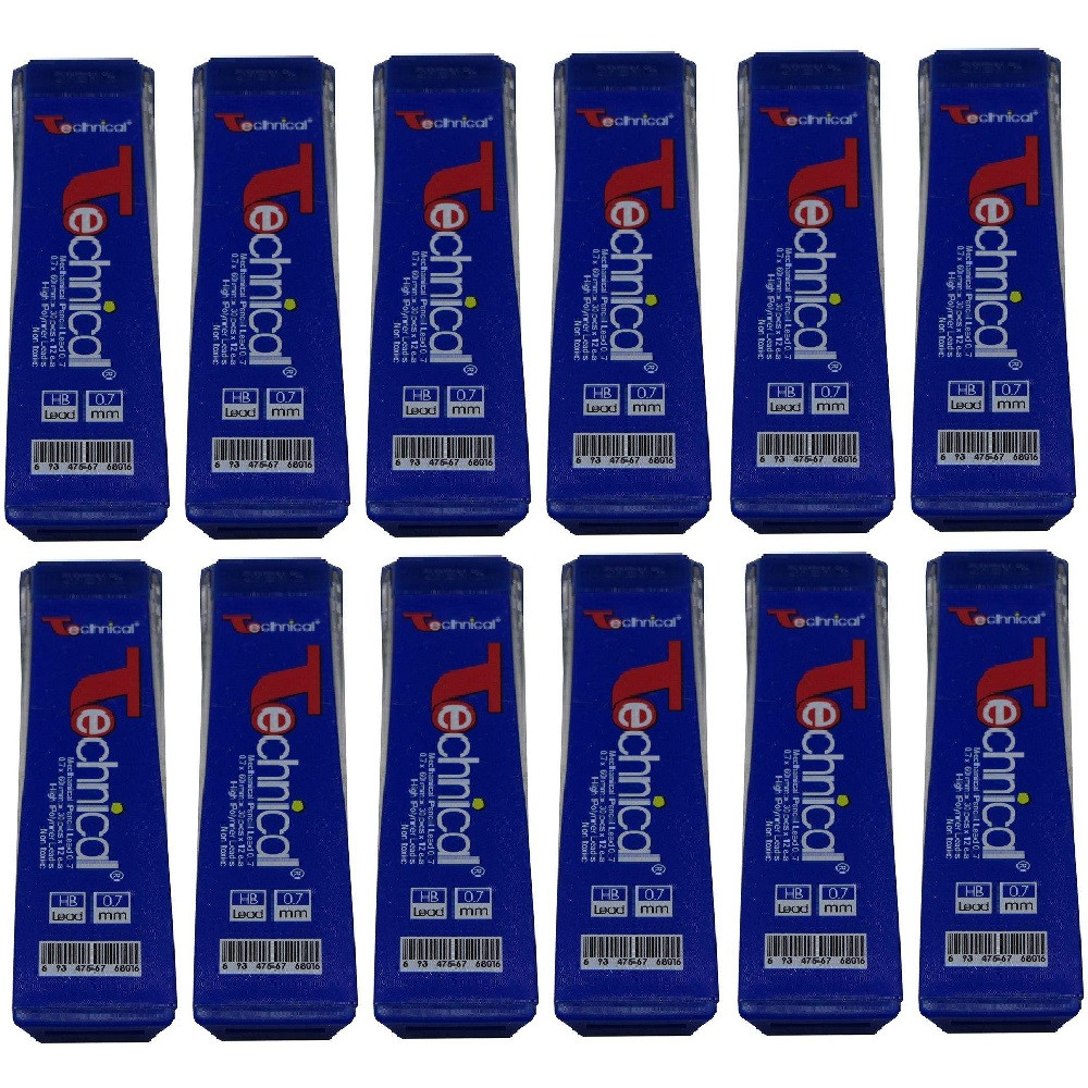 نوک مداد نوکی 0.7 میلی متری تکنیکال کد 100 بسته 12 عددی