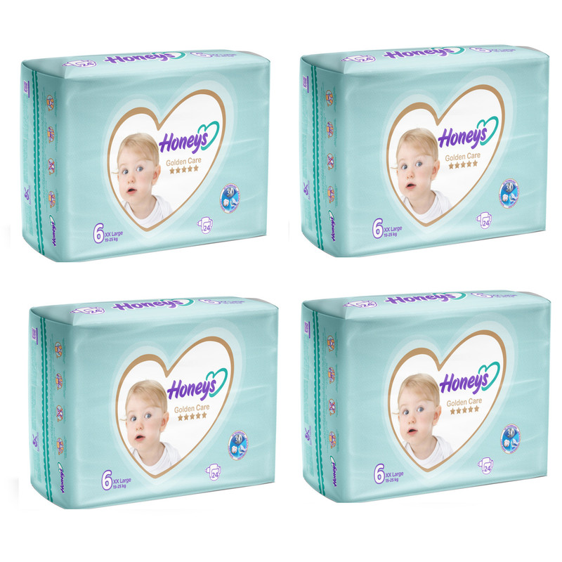 پوشک بچه هانیز مدل دابل سایز 6 مجموعه 4 عددی