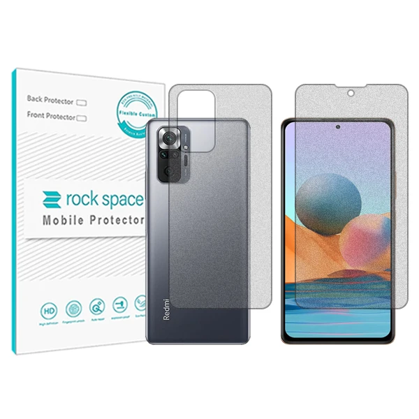 محافظ صفحه نمایش مات راک اسپیس مدل HyMTT مناسب برای گوشی موبایل شیائومی Redmi Note 10 Pro Max به همراه محافظ پشت