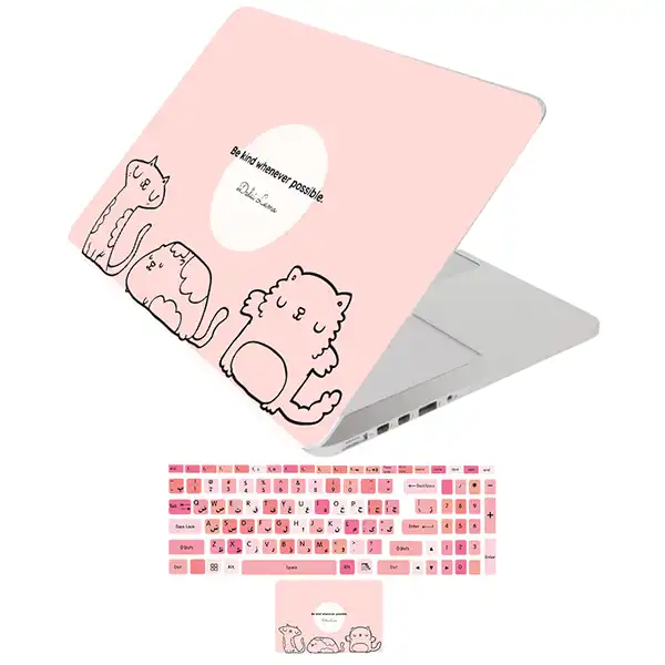 استیکر لپ تاپ راتیانا مدل cute_animal  مناسب برای لپ تاپ 15 تا 17 اینچ به همراه برچسب حروف فارسی کیبورد