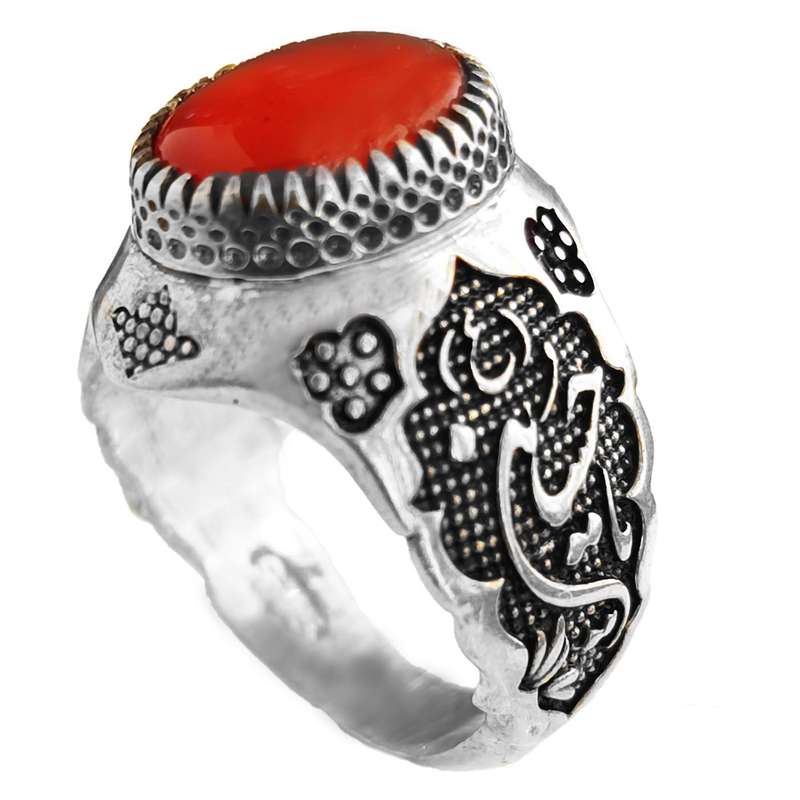 انگشتر نقره مردانه مدل عقیق یمنی MY1019