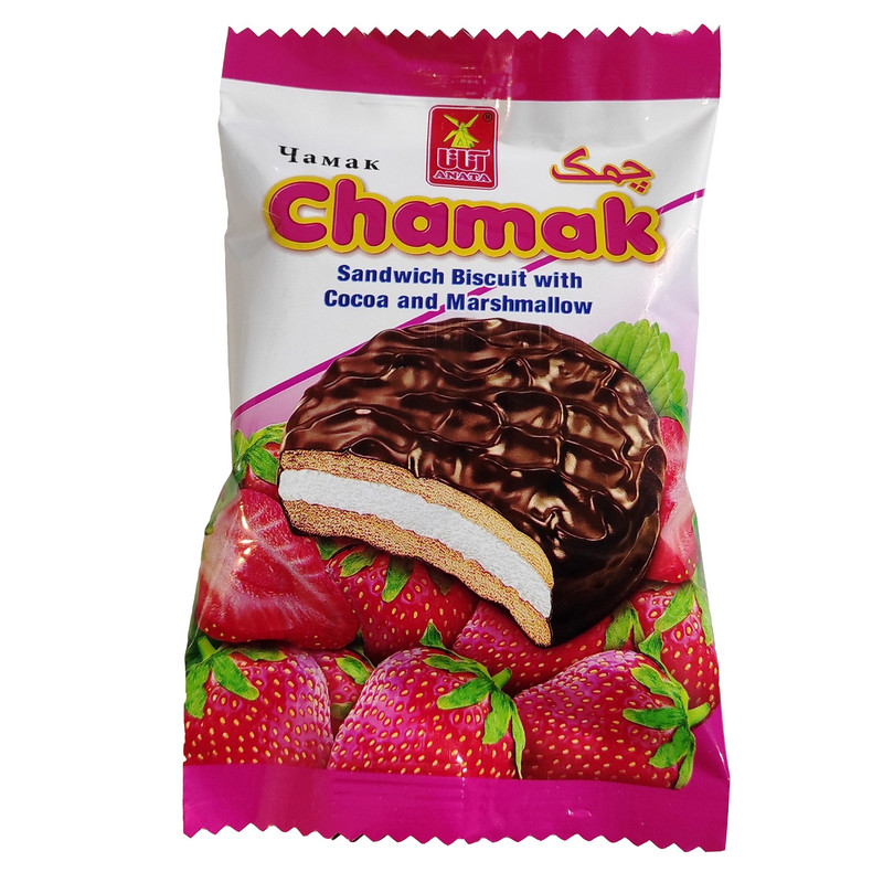 بیسکویت مغزدار با روکش کاکائویی و طعم توت فرنگی آناتا - 35 گرم بسته 60 عددی