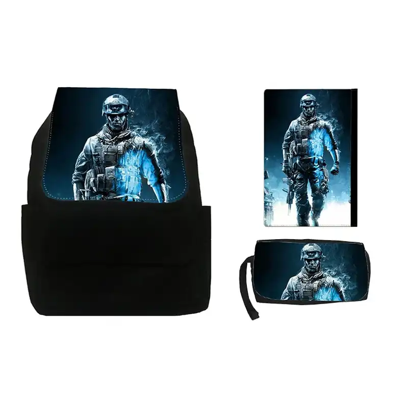 کوله پشتی طرح کال اف دیوتی کد S37 به همراه کلاسور و جامدادی